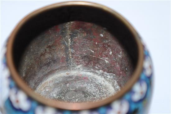 A Chinese cloisonne enamel water pot, Qing dynasty height 6cm